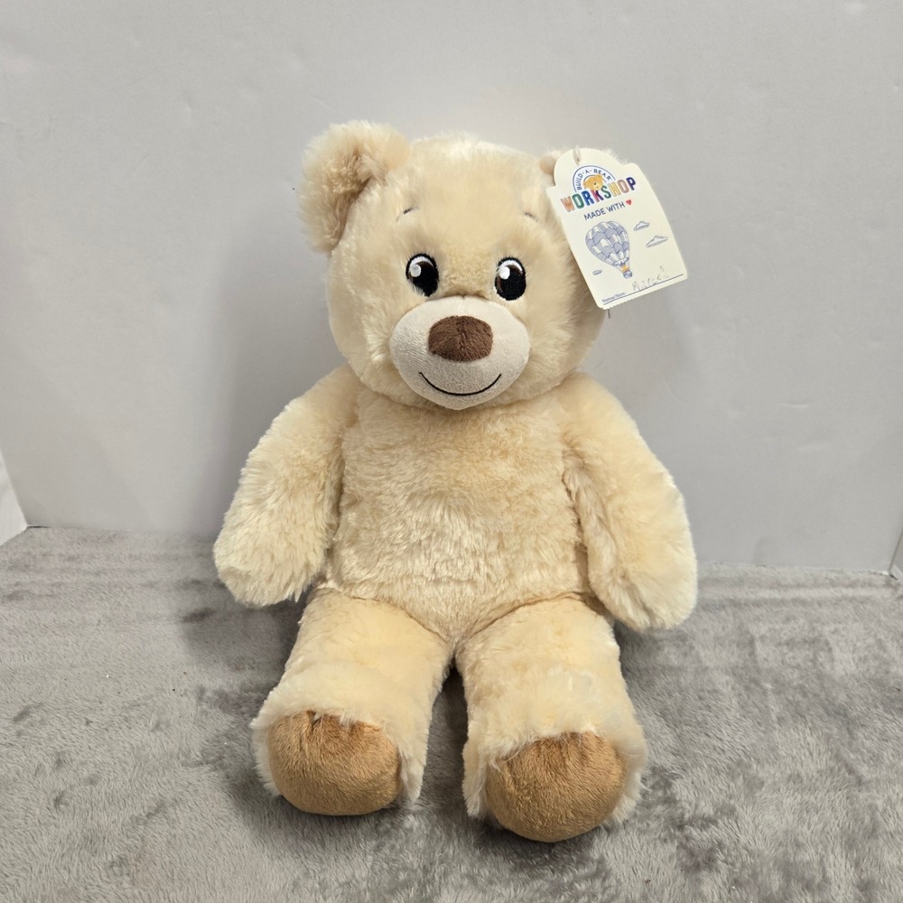 Build-A-Bear Workshop Lil Cub Pudding Cream Tan Teddy Bear Plush 16 inch NWT